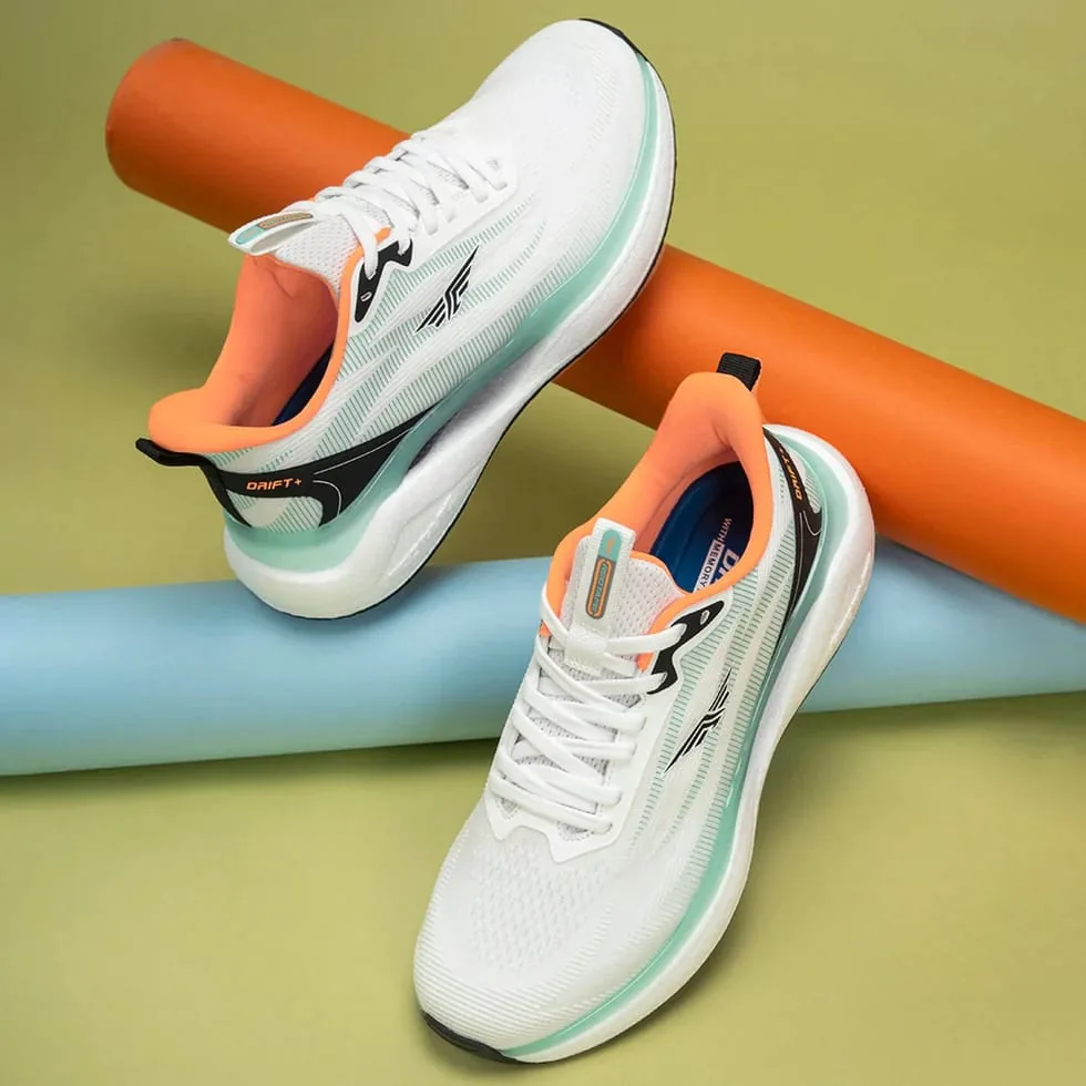 Red Tape Men's Athleisure Shoes in White and Black, men's casual shoes — angled front view