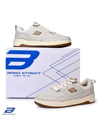Bond Street Men’s Casual Sneakers in Beige, men's casual shoes — angled front view