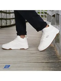 Bond Street Men White Casual Sneakers, men's high top sneakers — side profile view