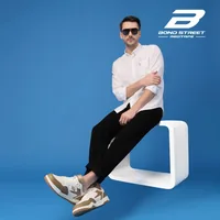 Bond Street Men's Beige Casual Sneakers, men's casual shoes — side profile view
