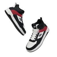 Bond Street Men's Casual Sneakers in Black/Red, men's high top sneakers — side profile view