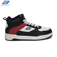 Bond Street Men's Casual Sneakers in Black/Red, men's high top sneakers — inner side view