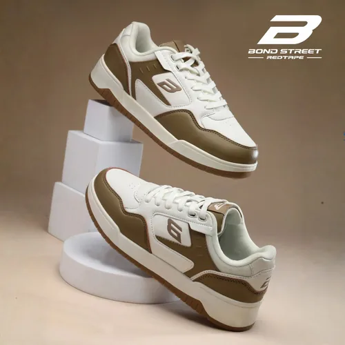 Bond Street Men's Beige Casual Sneakers, men's casual shoes — angled front view