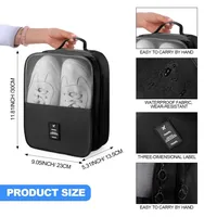 Waterproof Shoe Bags for Travel Bag for Packing Portable Shoe Cubes (Black) — side view