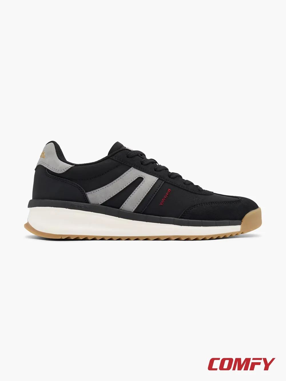 Bench Men's Black Lace-Up Trainer, casual shoes — side profile view
