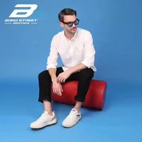 Bond Street Men's White Casual Sneakers, men's casual shoes — front and back view