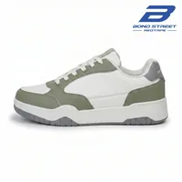 Bond Street Men's White & Green Casual Sneakers, men's casual shoes — heel detail