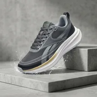 Reebok Light Float Running Shoes in White and Grey, men's casual shoes — top view
