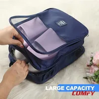 Waterproof Shoe Bags for Travel Bag for Packing Portable Shoe Cubes (Blue) — open, showing the inside