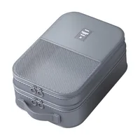Waterproof Shoe Bags for Travel Bag for Packing Portable Shoe Cubes (Grey) — open, showing the inside