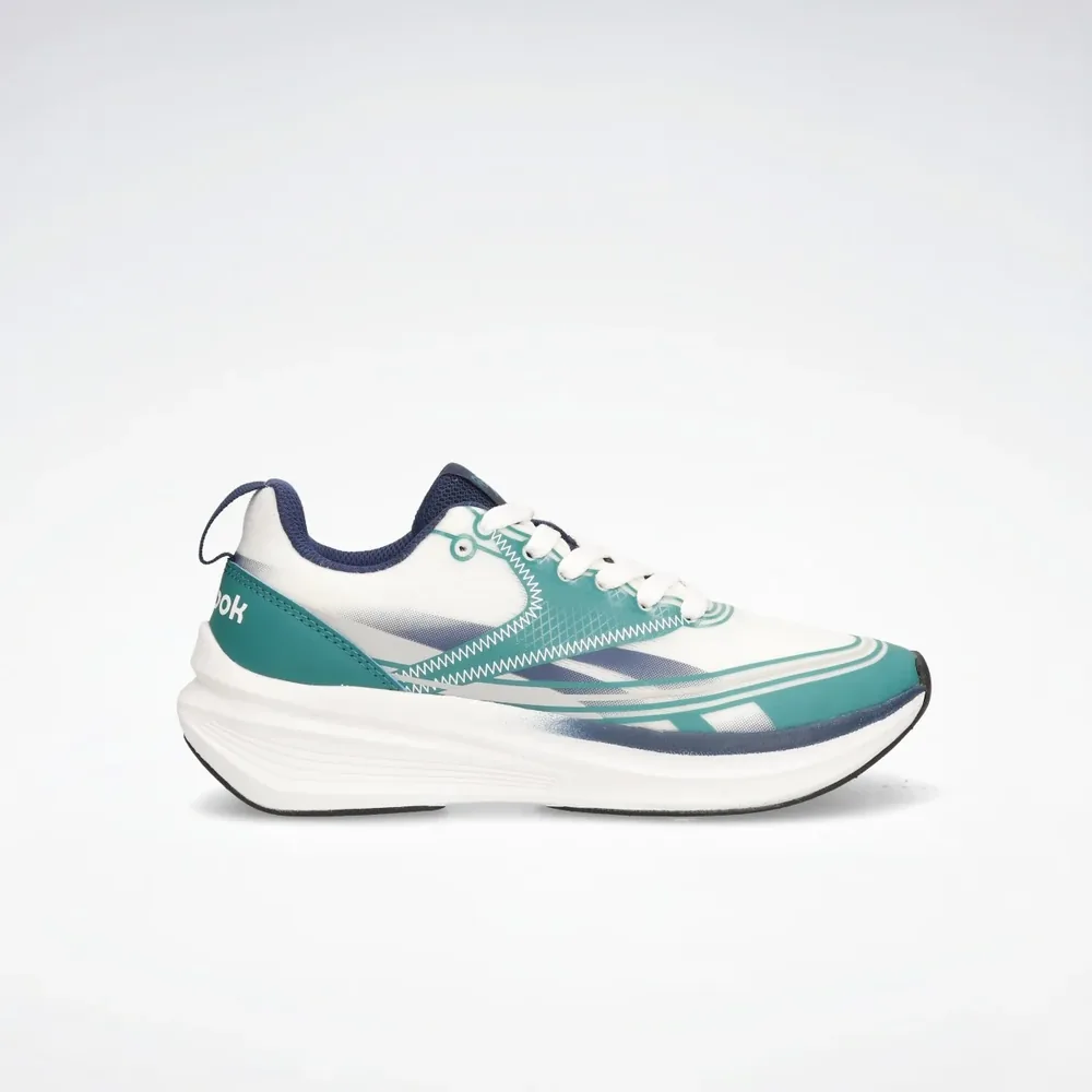Reebok Light Float Running Shoes in Green, men's casual shoes — angled front view