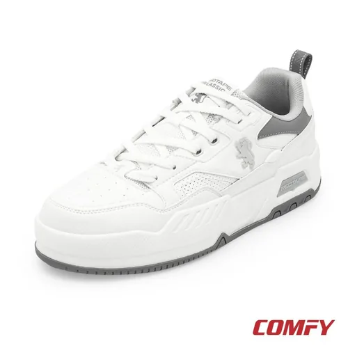 Red Tape Men’s Lifestyle Sneakers in White/Grey, men's casual shoes — angled front view
