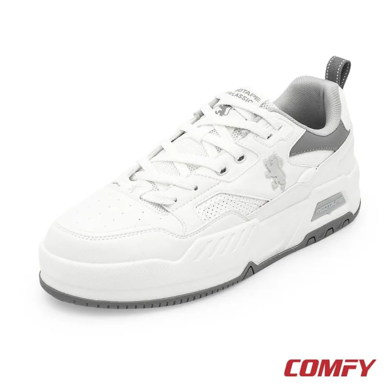 Red Tape Men’s Lifestyle Sneakers in White/Grey, men's casual shoes — angled front view