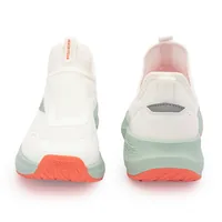 Red Tape Walking Shoes for Women in White and Mint green in Green/Orange, women's walking slip-on — front and back view