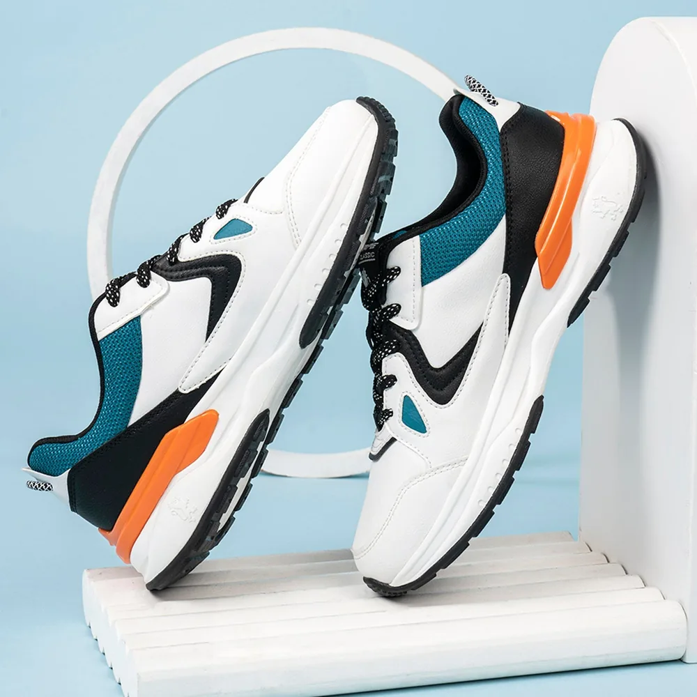 Red Tape Casual Sneaker Shoes for Men in Orange/White, men's sneakers — angled front view