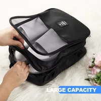 Waterproof Shoe Bags for Travel Bag for Packing Portable Shoe Cubes (Black) — packed and in use